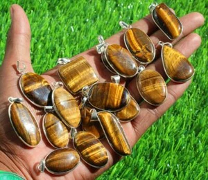 Tiger Eye Pendant, Silver Overlay Pendant, Boho Handmade Pendant, JP-56 - Picture 1 of 7