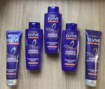 (5) Champú acondicionador Org L'Oreal Elvive Color Vibrancy anti-bratón púrpura Foto 1 de 2