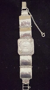 Vintage Silpada Hammered Square Panel Sterling Silver Women's Wristwatch. 6.5 in - Picture 1 of 19
