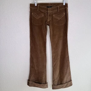 Sky Y2K Corduroy Pants Women 6 Wide Leg Cuffed Flare Jeans Low Rise Cords NEW - Picture 1 of 14