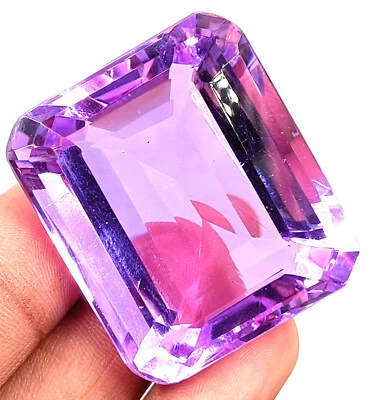 Transparent Purple Opal 250 Carat Ethiopian Emerald Cut Certified Loose Gemstone - Image 1 of 4