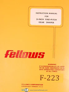 Fellows 3 Zoll, Feinsteigradformer, Bedienungsanleitung Bj. (1975) - Bild 1 von 3