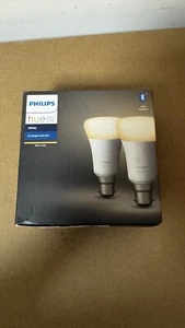 Philips Hue Blanco LED Bombilla Inteligente Paquete de 2 Tapa Bayoneta B22 Blanco Cálido - Imagen 1 de 4