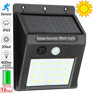 Luz Solar de Pared LED Impermeable Sensor de Movimiento Exterior + Bateria IP65 - Picture 1 of 9