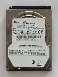 MK5075GSX, HDD2L03 Z SL01 T, A0/GT001U, 30 APR 2012, Toshiba 500Gb 2.5" SATA HDD - Afbeelding 1 van 2
