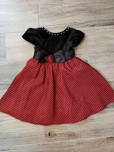 Little Bitty Dress Velvet Black Red Plaid Size 3T  Formal Christmas Pics Holiday - Picture 1 of 8