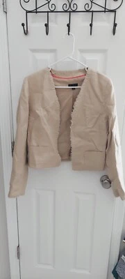 WILLI SMITH SZ 10 BIEGE LINEN JACKET BLAZER LINED LONG SLEEVE LIGHTWEIGHT POCKET - Image 1 of 4