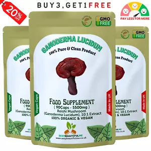 Cápsulas de hongo Reishi 5500 mg (Ganoderma Lucidum)-fuerte y eficaz-cápsulas veganas - Imagen 1 de 4
