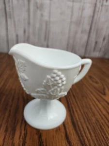 Indiana Colony Harvest Grape Pattern White Milk Glass Creamer Only Pedestal ๐ - Picture 1 of 13