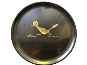 Couroc Roadrunner Round Serving Tray Mid Century Modern Monterey California VTG - Picture 1 of 2