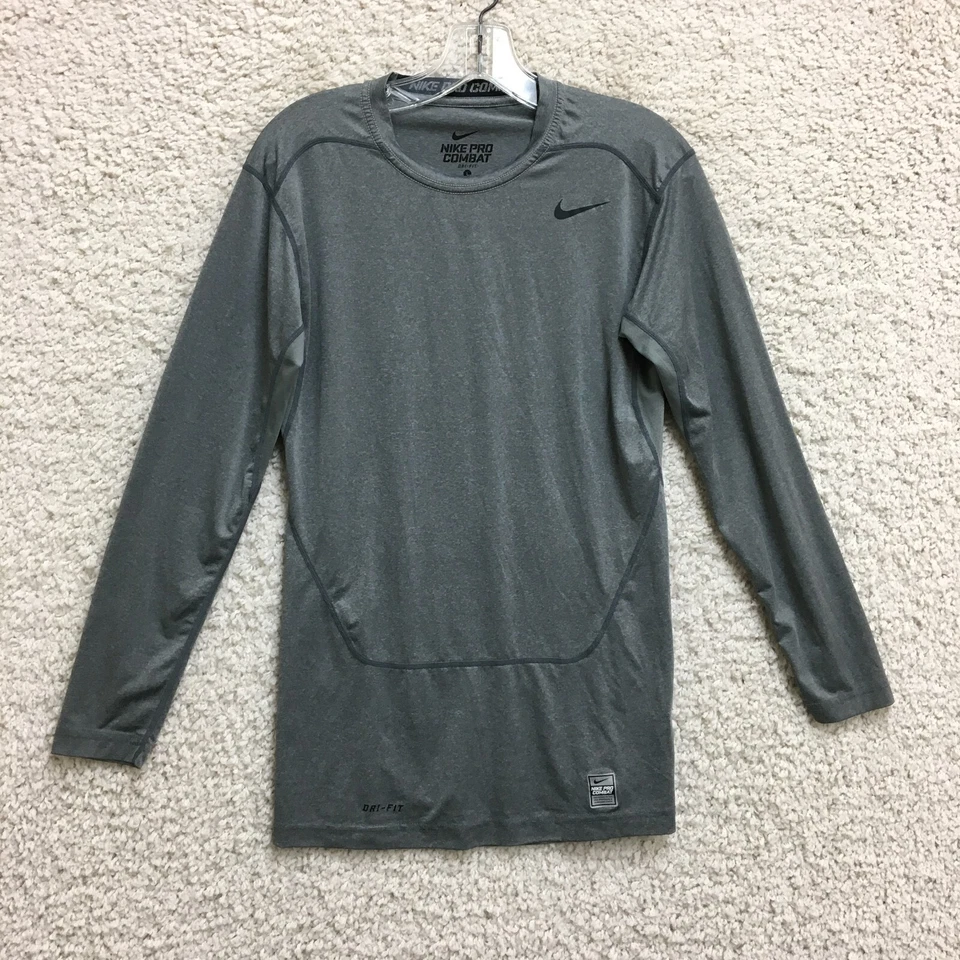 Nike Pro Camisa de Combate Grande Adulto Gris Dri Fit Compresión Swoosh Camiseta Gimnasio Para Hombres L Foto 1 de 4