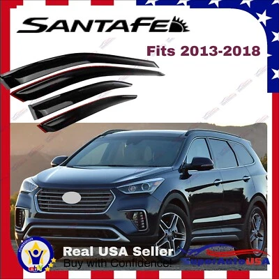 Para Hyundai Santa Fe XL 2013-2018 Visera de ventana Lluvia Deflectores de ventilación solar Foto 1 de 4
