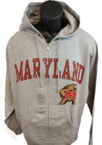 New Maryland Terrapins Mens Sizes L-XL Gray Full-Zip Hoodie Jacket - Picture 1 of 7