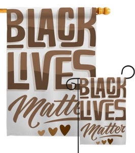 Black Lives Matter Garden Flag  Love BLM Support Heart House Yard Banner - Picture 1 of 13