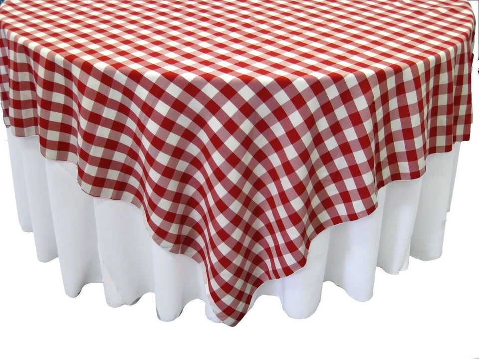 10 toalhas de mesa quadriculadas 72"×72" sobreposições quadradas poliéster Gingham Buffalo Check - Imagem 1 de 1