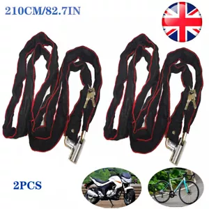 2PCS 2.1M Bicycle Lock Chain Motorbike Motorcycle Mobility Scooter Bike Padlock - Picture 1 of 13