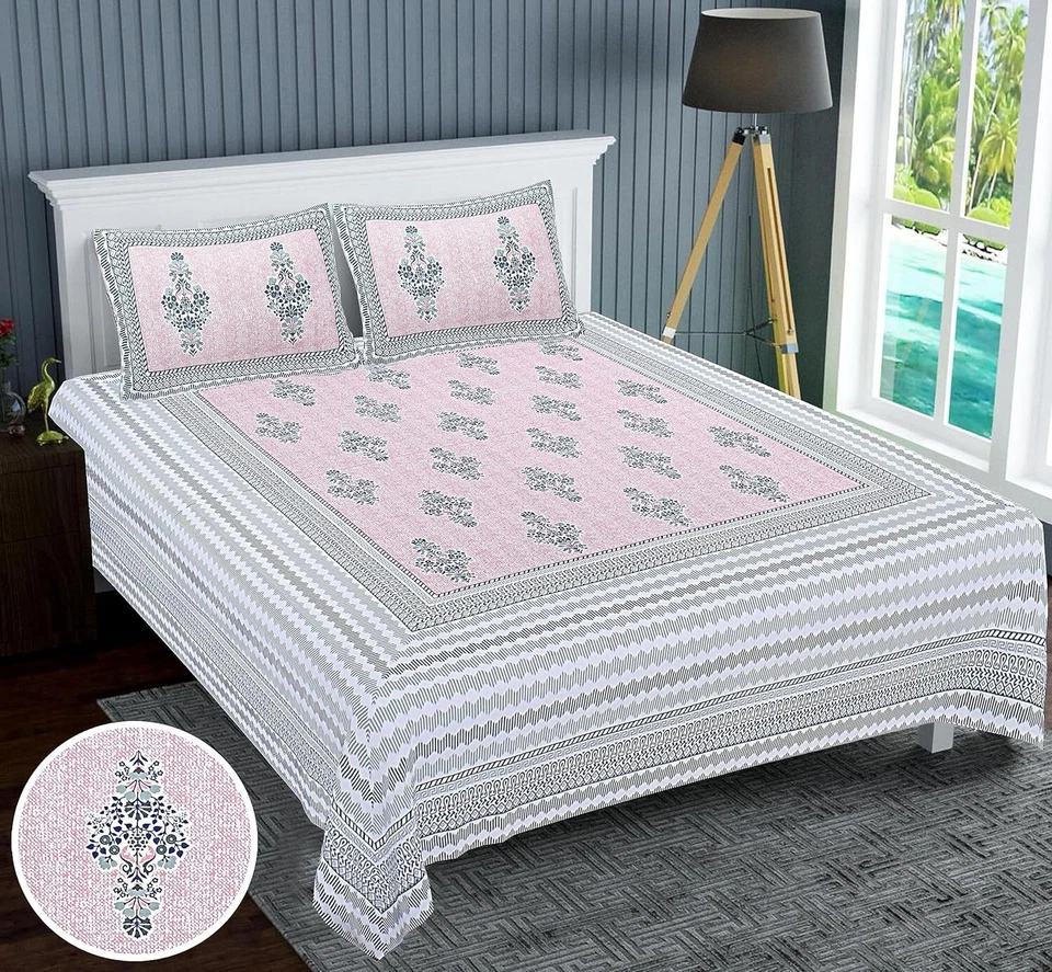 Sábana bajera Cotton Glory con 2 fundas de almohada 300TC tamaño king estampada flora Foto 1 de 1