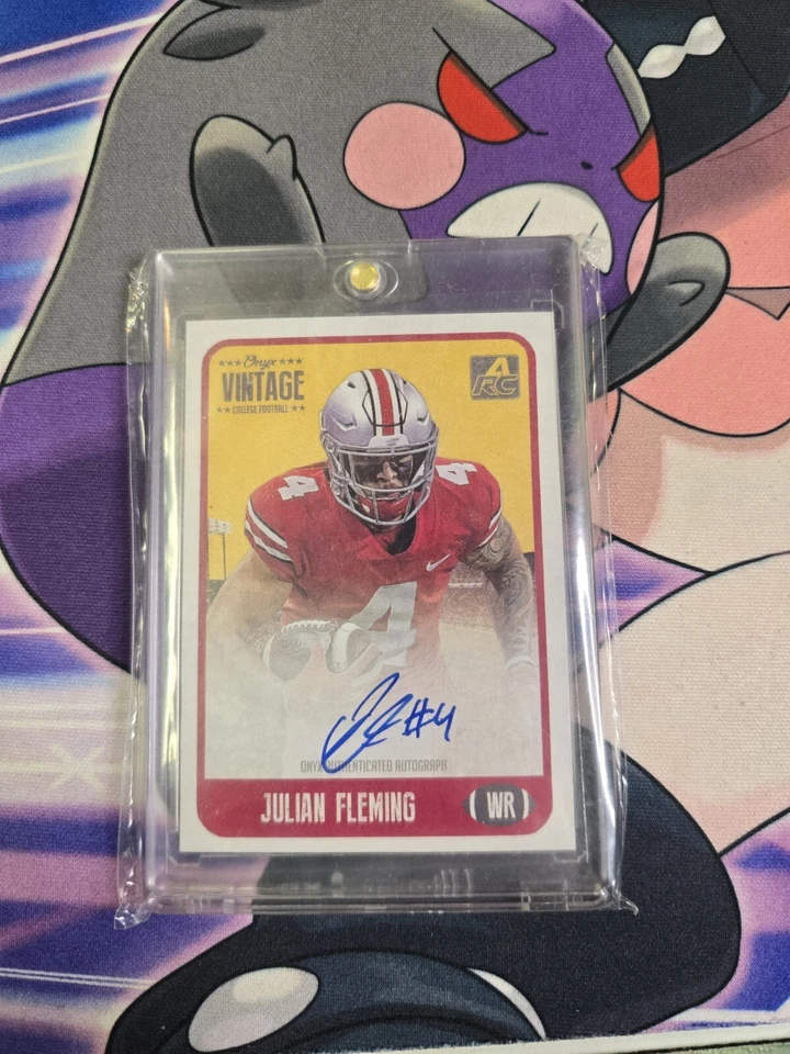 2021 Onyx Football Julian Fleming #CAJF RC Auto Penn State  - Image 1 of 2