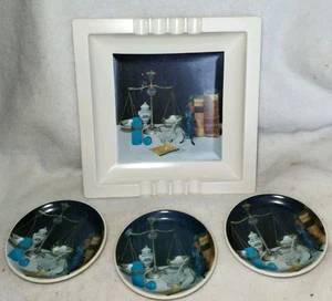 Rare Vintage Rexall Drugs Melamine Ashtray 3 Small Dish Coasters Set Advertising - Picture 1 of 11