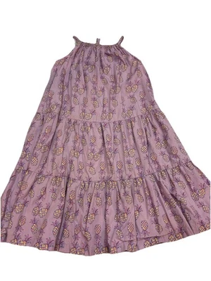 Vestido de Verano Hanna Andersson Niñas Púrpura Piña Talla 130 Niveles 100% Algodón Foto 1 de 4
