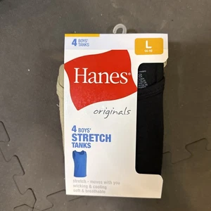 NEW Hanes Boys' Moisture Wicking 4 Pack Stretch Tank Undershirts Size L  - Picture 1 of 4