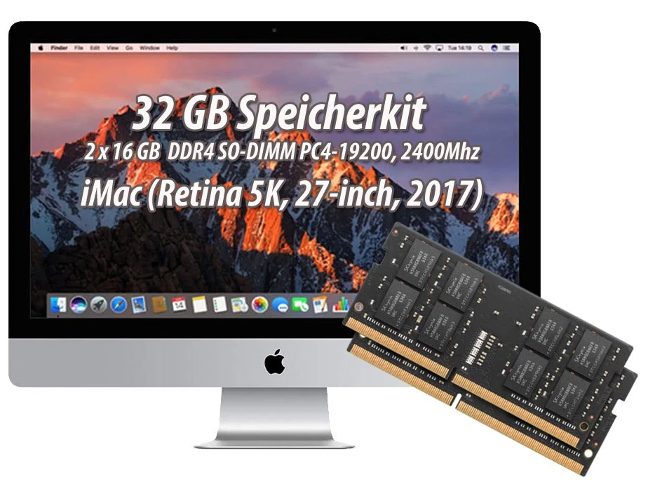 32 GB Arbeitsspeicherkit RAM DDR4 SO-DIMM Apple iMac 27” 18,3 mit Retina 5K 2017 - Bild 1 von 1