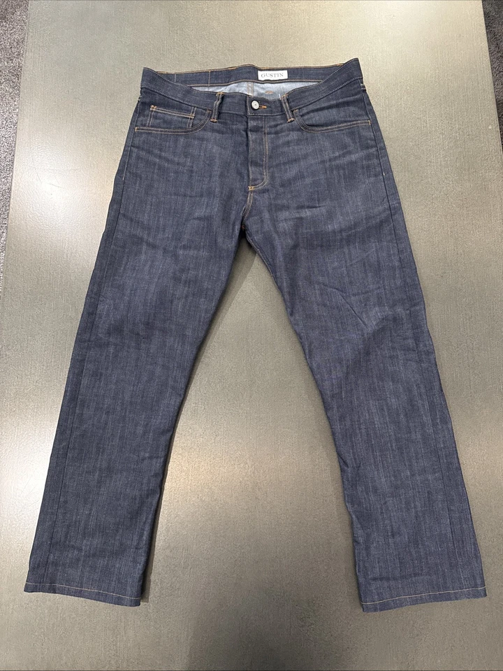 Jeans de mezclilla Gustin 425 Italia con ribete de llama roto 38x30 Foto 1 de 4