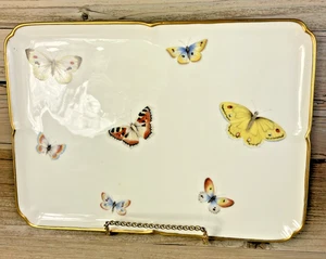 Limoges France Butterfly Vanity Tray 10.5" Rectangular Giraud Rochard Gold Trim - Picture 1 of 9