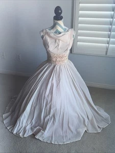 1950 Kleid rosa Chantilly Spitze Taft Korsett Mieder 3/4 lang Vintage, Custom - Bild 1 von 10
