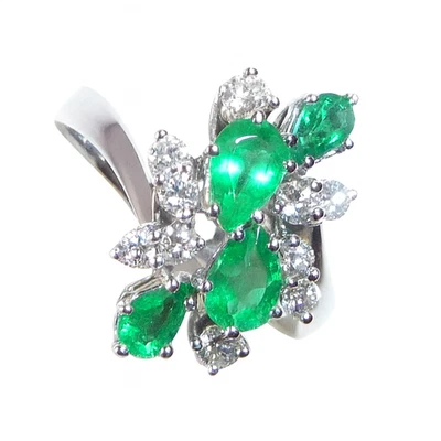 Ring 750 Gold Weißgold  0.34ct Diamanten 0.50ct  Smaragde Gr: 60,5 - 5,5g - Bild 1 von 4