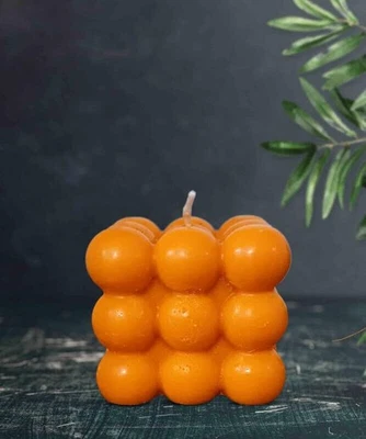 Candle De Cera En Color Naranja En Forma De Cubo Para Decoración Del Hogar Z221 - Imagen 1 de 4