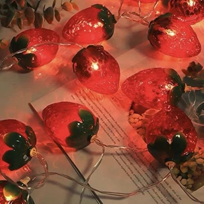 Strawberry Fruit Red LED String Lights 4.5ft Indoor Outdoor Use Battery Operated - Image 1 of 4