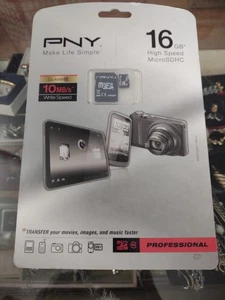 Scheda di memoria micro SDHC PNY 16 GB classe 10 con adattatore - Nuova - Made in Korea - Foto 1 di 2