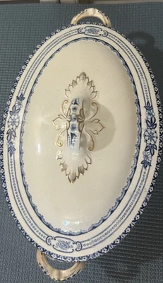 Plato antiguo para servir Leighton Pottery Eton B&L B de 1900 y tapa Foto 1 de 4