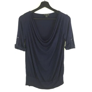 Forever 21 Cowl Neck Casual Top Short Sleeve Navy Blue Women Size S - Picture 1 of 6