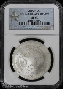 2015-P U.S. Marshals Service Commemorative Silver Dollar NGC MS 69 | UNC BU - Picture 1 of 4
