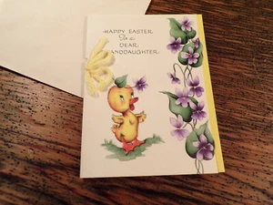 Unused Vtg To Granddaughter Easter Greeting Card by Gibson Duckling Floral - Bild 1 von 5