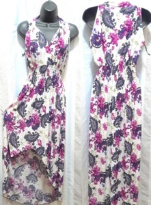 L XL Summer Sun Dress Hawaiian Beach Long Evening Vacation Leaf Flower Paisley - Picture 1 of 2