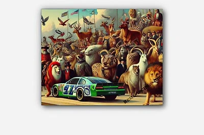 Arte antropomorfizado con giro humorístico y surrealista Motorsports (NASCAR) #2 reimpresión Foto 1 de 3