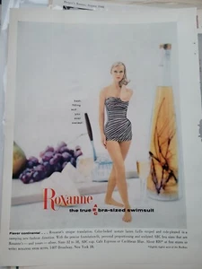 1957 Roxanne women's black striped ABC swimsuit vintage fashion ad - Picture 1 of 1