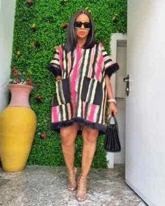 Women's V-neck short sleeve mini Multicoloured striped Dress ladies Damask - Picture 1 of 3