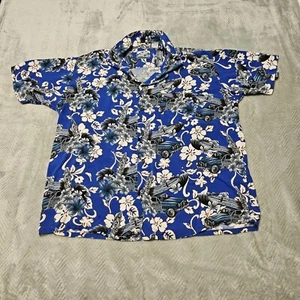Vintage Tropical Graphic Pineapple Connection Mens Short Sleeve Button Up Large - Picture 1 of 9