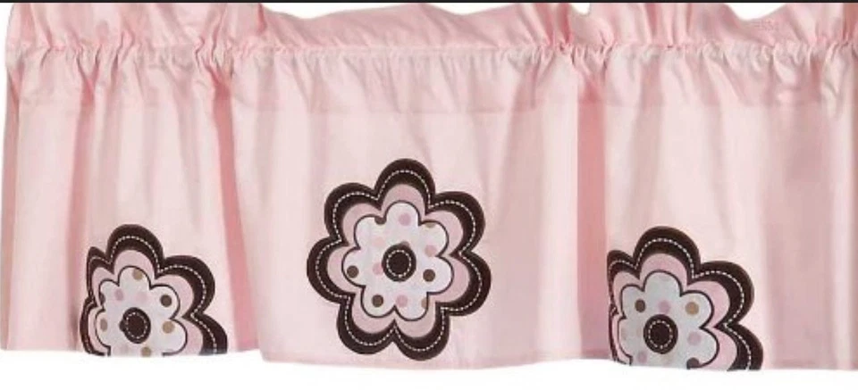 Beansprout Mod Cenefa Margarita Rosa Marrón Flores Niña Guardería Ventana Tratamiento Foto 1 de 1