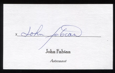 John Fabian Signed 3x5 Index Card Signature Autographed NASA Astronaut Space Cover