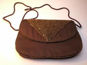 Vintage~Jacobson Brown/Choc. Beaded Clutch/Purse/Evening Bag~Made in Hong Kong - Picture 1 of 6