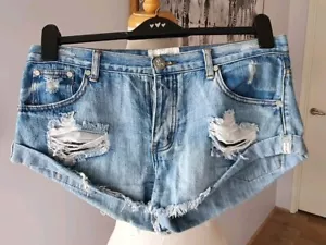 ONE by ONE TEASPOON blue 'Bandits' denim shorts - 29 (AUS 11) - Picture 1 of 2