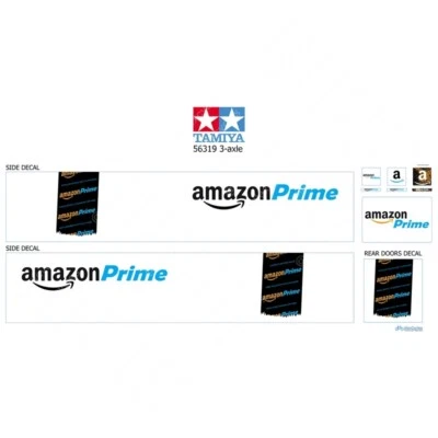 Tamiya 14th Scale 56319 56302 Reefer Box Amazon Prime Trailer Decals Stickers - Image 1 of 2