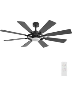 ELEHISER 60 Inch Ceiling Fan W Lights & Remote Control, 8-Blades 6 Speed Noisel - Picture 1 of 7