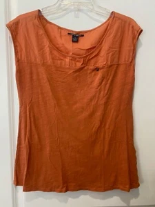 Lucky Brand Women's Medium Orange Sleeveless Boho Pocket Top - Picture 1 of 6