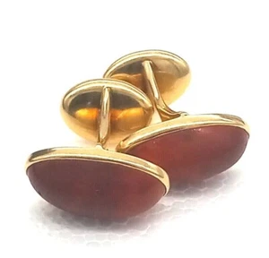 Vintage 14k Solid Gold Custom made Red Jasper Cuff Links 8.1 Grams - Picture 1 of 12
